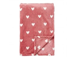 Textino - HARTJES - plaid 140x180 cm - met hartjes - Mauveglow - roze
