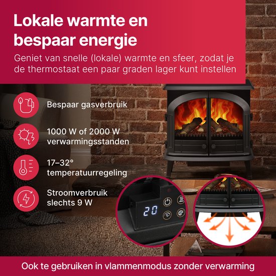 Cheminée électrique Dimplex Emberley - Effet de flamme 3D avec chauffage et foyer - Cheminée LED avec effet de flamme Optiflame - Réchauffeur d'air 2 kW - Comprend une télécommande et un contrôle par application