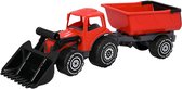Plasto Tractor met Voorlader en Aanhanger Rood 57 cm - Speelgoedvoertuig - Complete Set - Grote Tractor - Stevig Kunststof - Gemaakt in Finland - Vanaf 1 Jaar