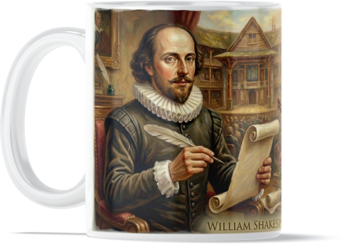 Design Mok "William Shakespeare" Quote: "Het Pad van Ware Liefde loopt Nooit Egaal" - Romantisch Valentijnscadeau - Muziek,Rozen, Literatuur & Toneel - Valentijnsdag Cadeau voor Boekenwurmen, Theaterliefhebbers, Kunst & Cultuurliefhebbers
