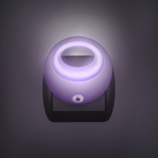 LED Nachtlamp met Schemersensor – Automatisch Aan/Uit Nachtlicht voor Stopcontact – Energiezuinige LED Verlichting 1W – Violet – Compact Nachtlampje voor Gang, Slaapkamer en Kinderkamer [20275VL]