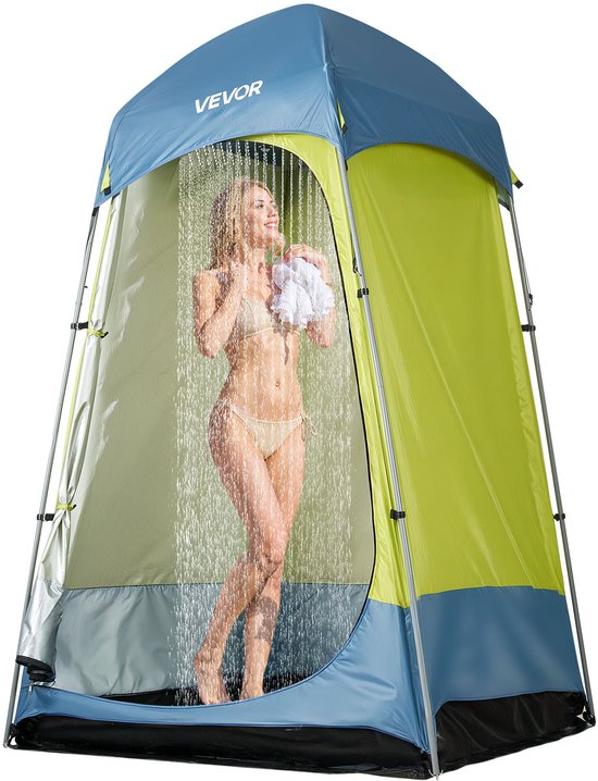 VEVOR 1-Kamer Douchetent, Toilettent (1397x1397x2184 mm) Omkleedtent Incl, Haringen, Touwen, Draagtas En Stalen Stok, Gemaakt van 200d Oxford-Stof Voor Kamperen, Strand, Vissen, Groen — afbeelding 2