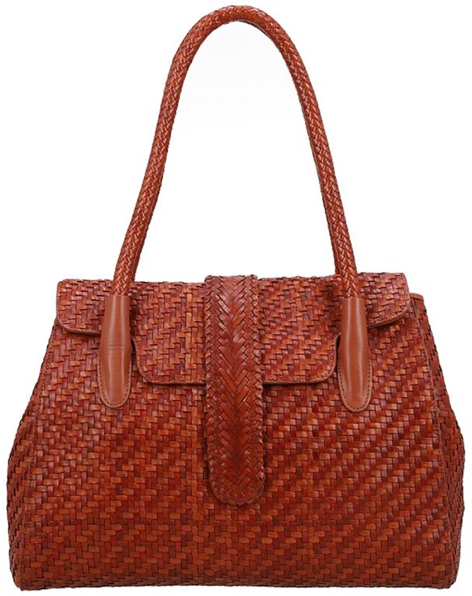 Allan K Kirsten Large Dj Grote Schoudertas Dames - Leer - Cognac