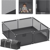 Tulano - Cozy 28 - Grondbox / baby box / kinderbox – 180x200 cm - voor binnen en buiten - grafiet - ademend gaas - EN71 gecertificeerd - 6 tot 36 maanden - Graphite