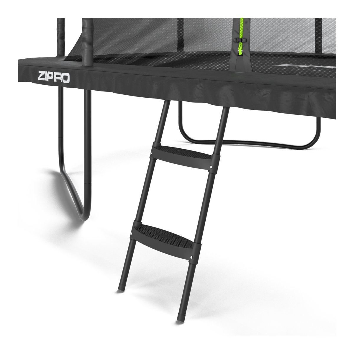 ZIPRO® JumpPro Quadro 8x12FT - Tuintrampoline - 366x244 cm - Met ladder - Max. belasting 150 kg - Dubbele sluiting - Veerbeveiliging - CROSS-SECTION-systeem - Zwart — afbeelding 12