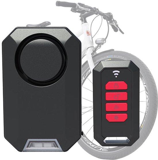 Fietsalarm - Fiets Alarm met Afstandsbediening - 135dB Diefstal Alarm met RGB Verlichting - IPX5 Waterdicht - Type-C Oplaadbaar - Zwart