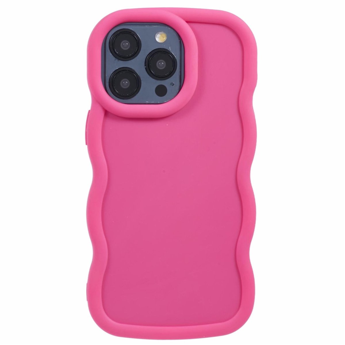 Hoesje geschikt voor Apple iPhone 15 Pro - Phonesta Wavy Silicone Back Cover - Hot Pink