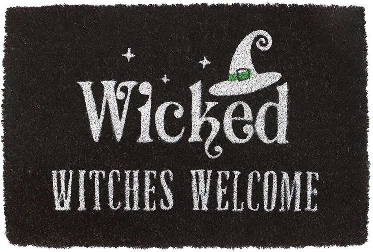 Wicked Witches Schoonloopmat - Zwarte Kokosvezel Deurmat voor Witchy Huishoudens & Halloween Decoratie