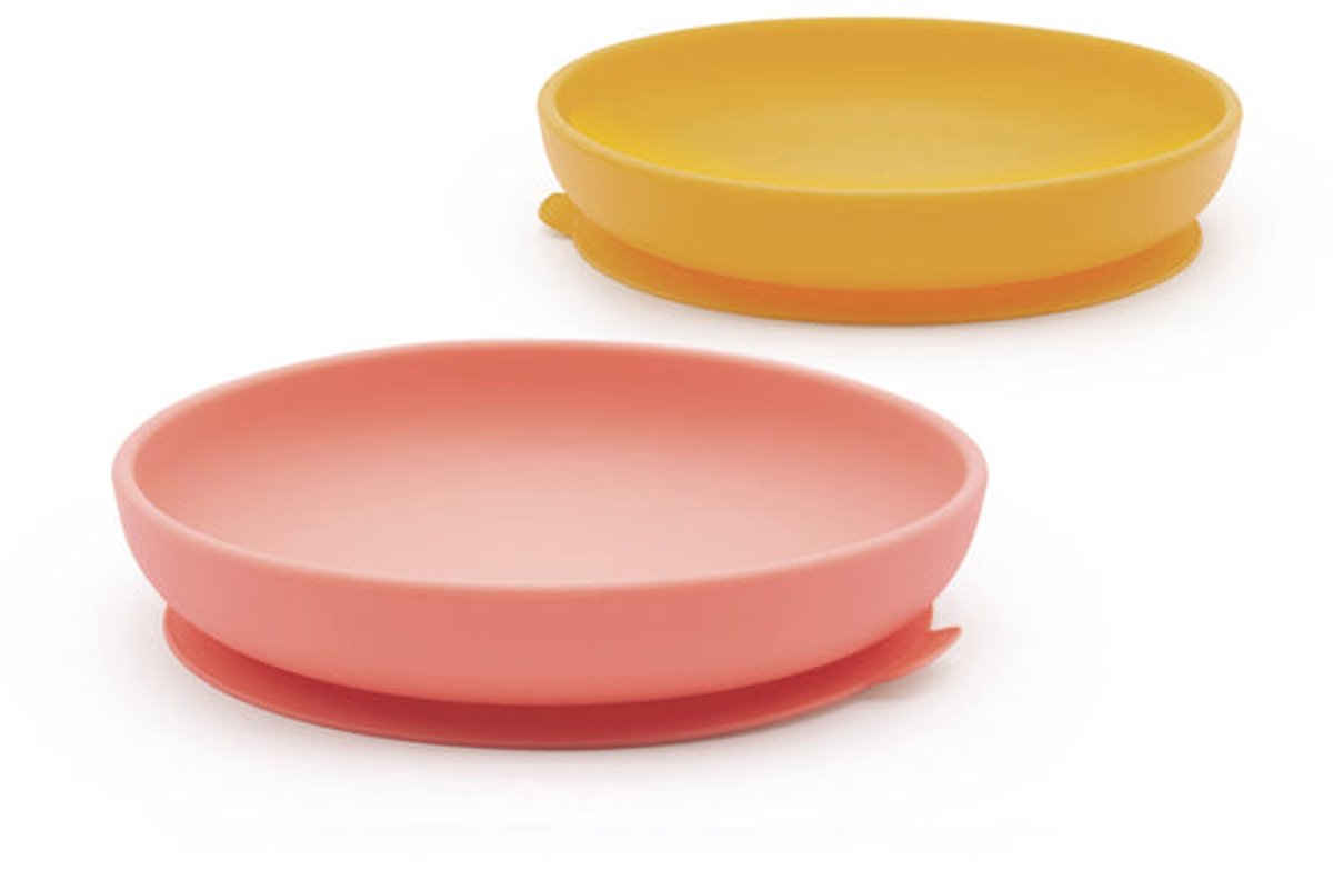 Ekobo - Siliconen kinderbordje - Anti-slip - Sterk - BPA-vrij - geel roze