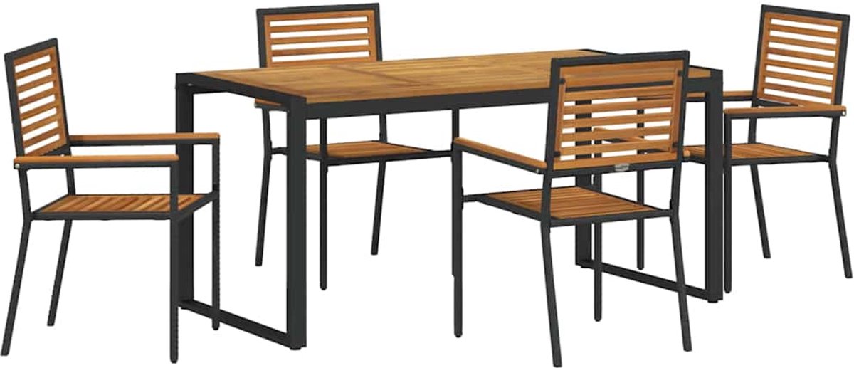 vidaXL - Tuin - Eettafel - Set - 5 - pcs - Zwart - en - Bruin - poly - rattan