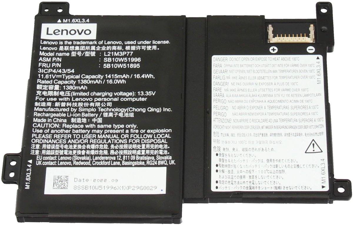 Lenovo L21M3P77 Batterij - 16,4Wh