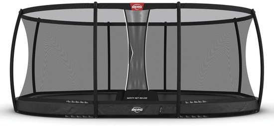 BERG Grand Elite InGround Trampoline - 520 cm - Ovaal - AirFlow Pro Springdoek - TwinSpring - Grijs - incl. Veiligheidsnet Deluxe XL