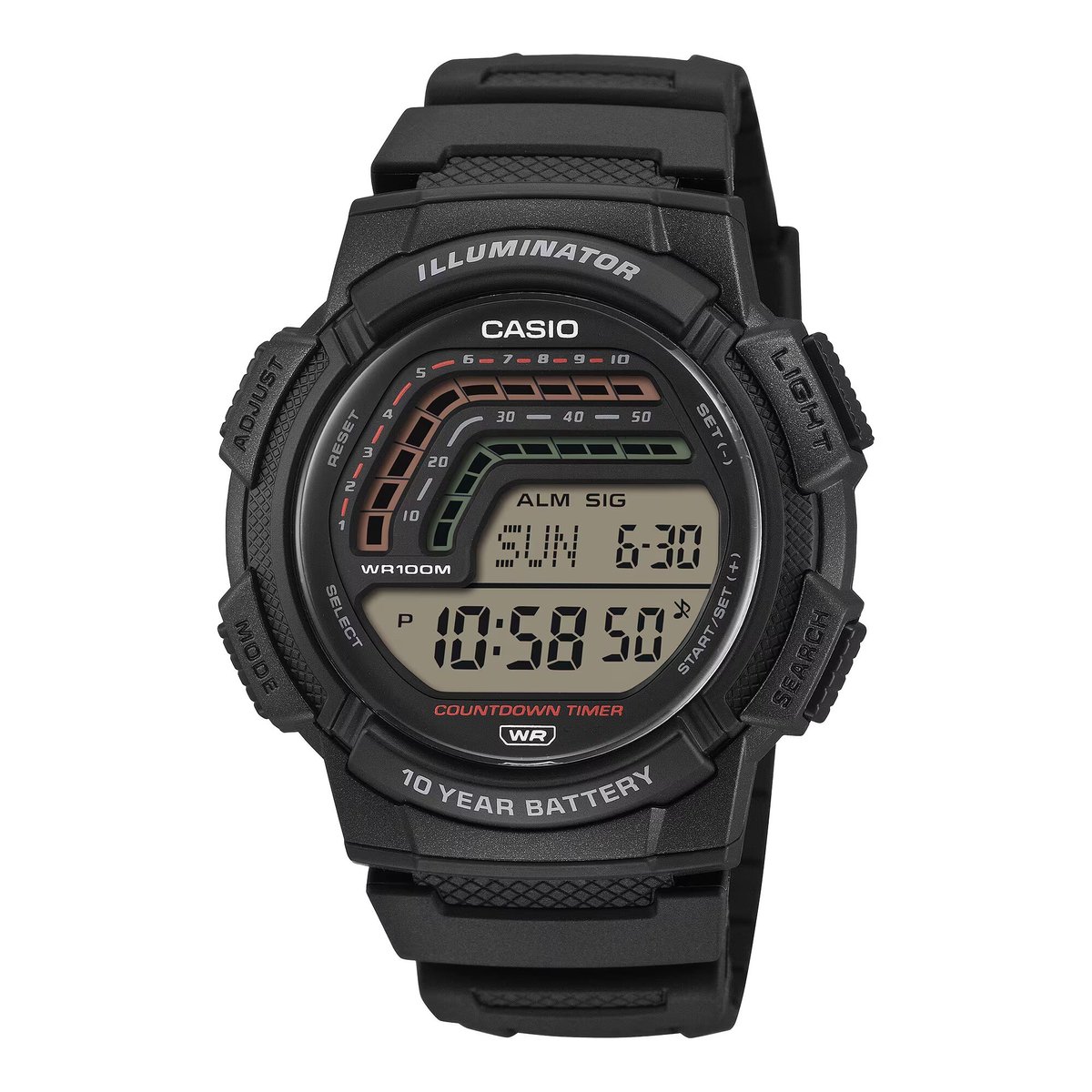 Casio Casio Collection WS-1800-1AVEF Horloge - Kunststof - Zwart - Ø 44 mm