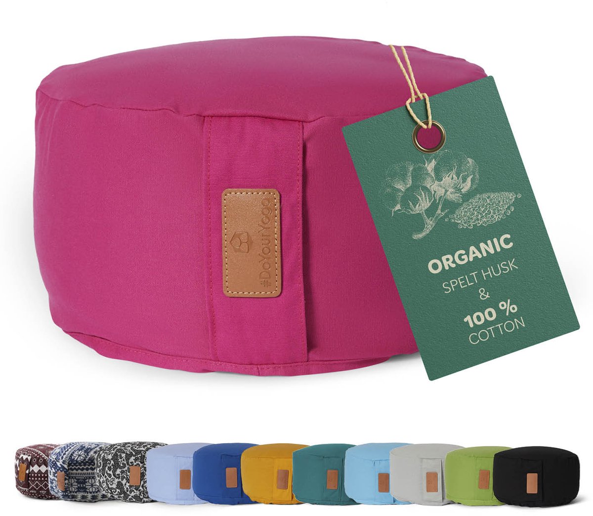 Bol.com #DoYourYoga - Yoga kussen - »Vishnu« - rond meditatiekussen met bio-organische Spelt vulling - H:15cm, diam.30cm - roze aanbieding
