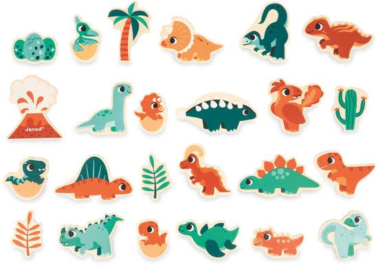 Janod Dino - Magneetset - Magneten In Dinosaurus Thema - 24 Verschillende Magneten - Geschikt Vanaf 2 Jaar van Janod — afbeelding 4
