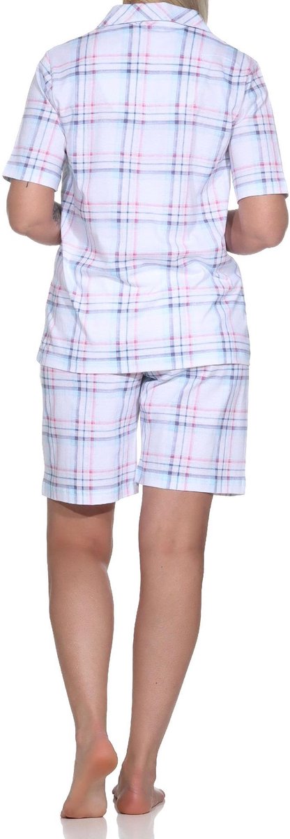 Normann Dames Shorty Korte Mouw Knoop Door Jersey Pyjama Shorty - Ook in Oversizes hellblau