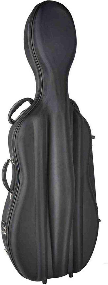 Leonardo CC-144-BK cellokoffer 4/4 gevormd zwart met slot en 2 riemen
