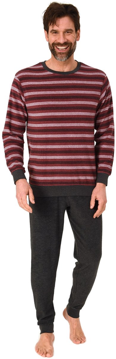 Heren pyjama in badstof met manchetten in een stijlvolle blokstreep-look - ook in oversize