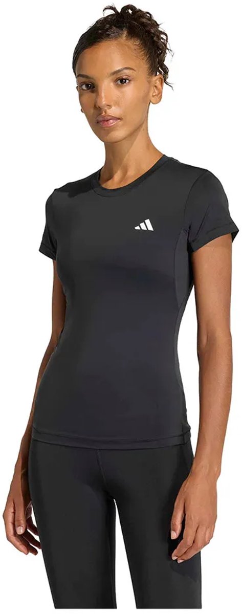 Adidas Power Essentials Workout Contour T-shirt Met Korte Mouwen Vrouw Zwart