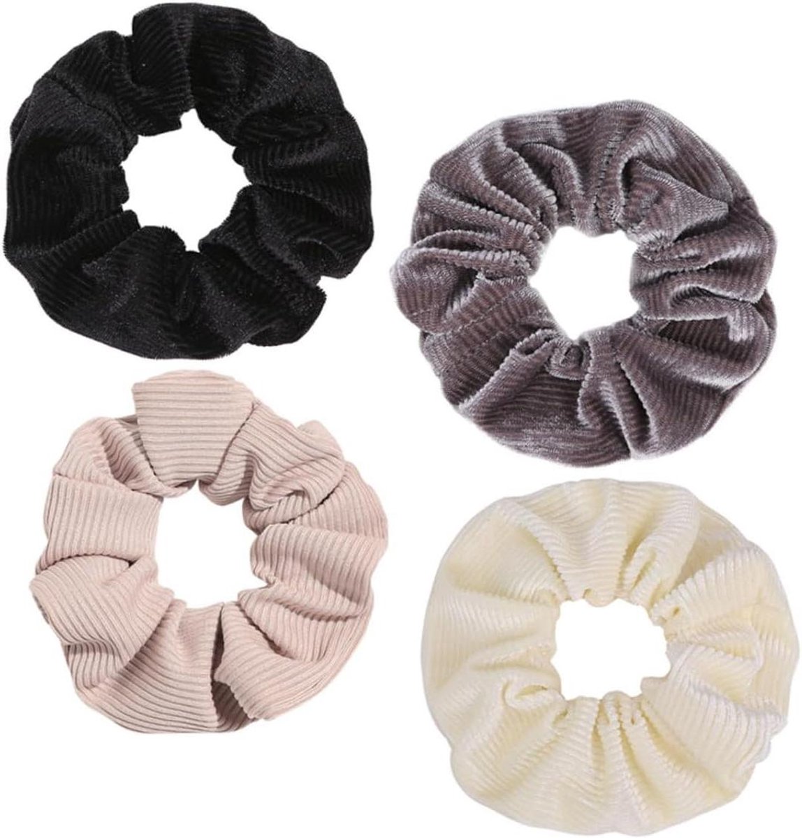 4 stuks corduroy scrunchie haaraccessoires - elastiekjes met strepen voor vrouwen