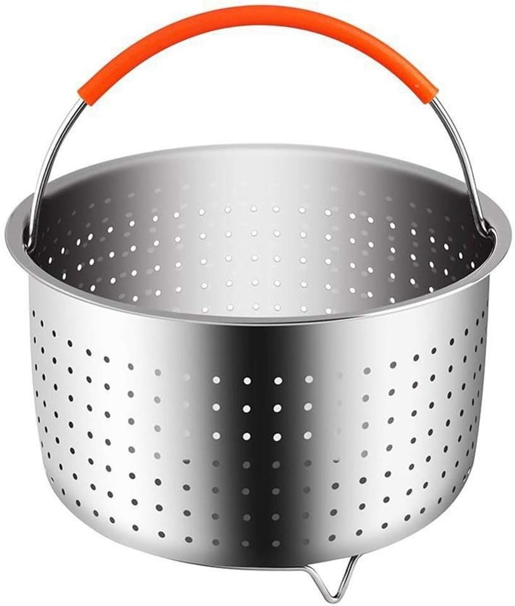 Stoommand Roestvrijstaal - Kookmandje - Gezond Koken - Siliconen Handgreep - 17.5 cm Diameter - Zilver