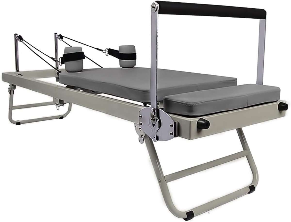 Opvouwbare Pilates Machine - Thuis Trainingsapparaat - Full Body Workout - Ruimtebesparend Ontwerp - 136 kg Draaglast - Grijs