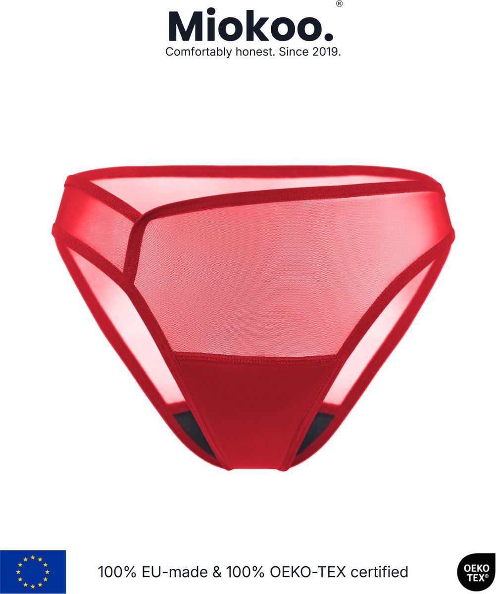 Miokoo® JANICE Lage taille Klassiek Rood – Tijdloos Comfort & Blijvende Kwaliteit – 100% EU-gemaakt - Oeko-Tex® Gecertificeerd (cert: 25.04.090) – ook verkrijgbaar in zwart – XXS tot 3XL – sneldrogend, zacht als een 2e huid ook de elastieken