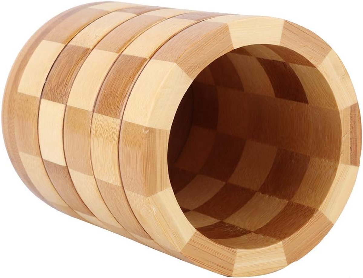 Bamboe Houder - Keuken Organizer - Bestek Opbergen - Grote Capaciteit - 12cm Hoog - Natuurlijk