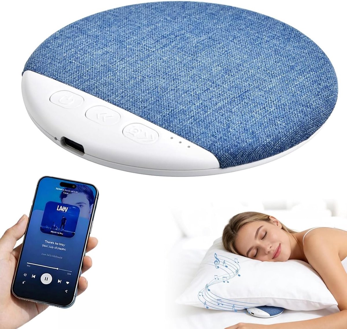 Slaapkussen Speaker - Onder Kussen Spreker - Rustig Slapen - Ingebouwde Witte Ruis - 11 cm Dun