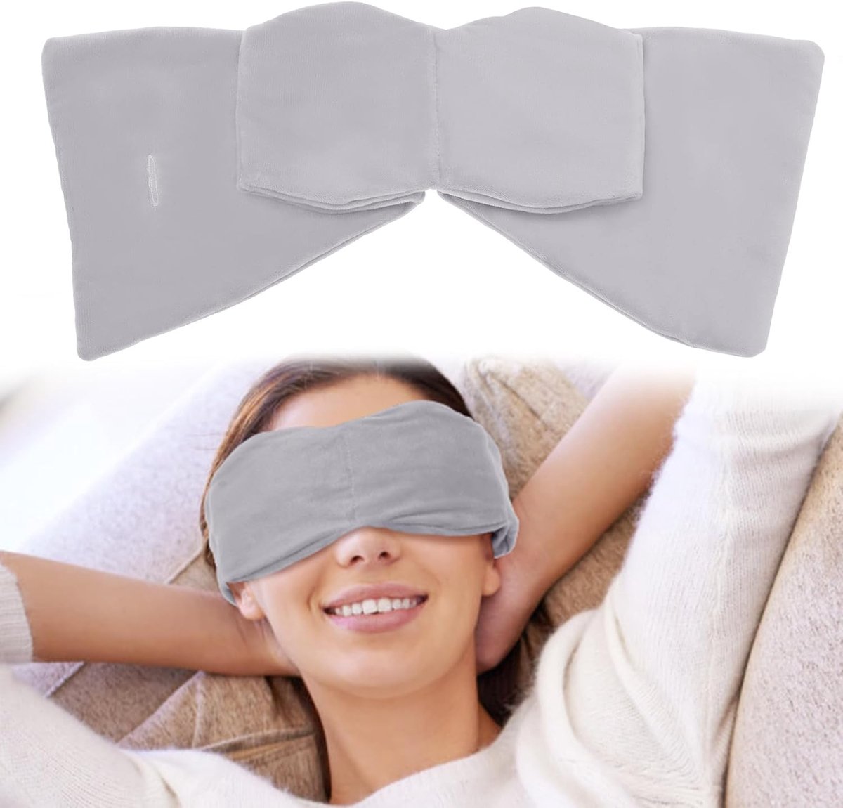 Verzwaard Oogmasker - Slaapmasker Compressie - Ontspanning Reizen - Zachte Druk Lichtblokkering - 75 cm Lengte - Grijs