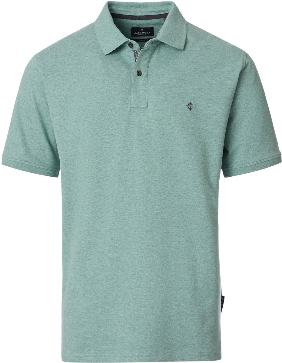 CASAMODA Polo Stretch Melange Groen - Maat 5XL - Heren