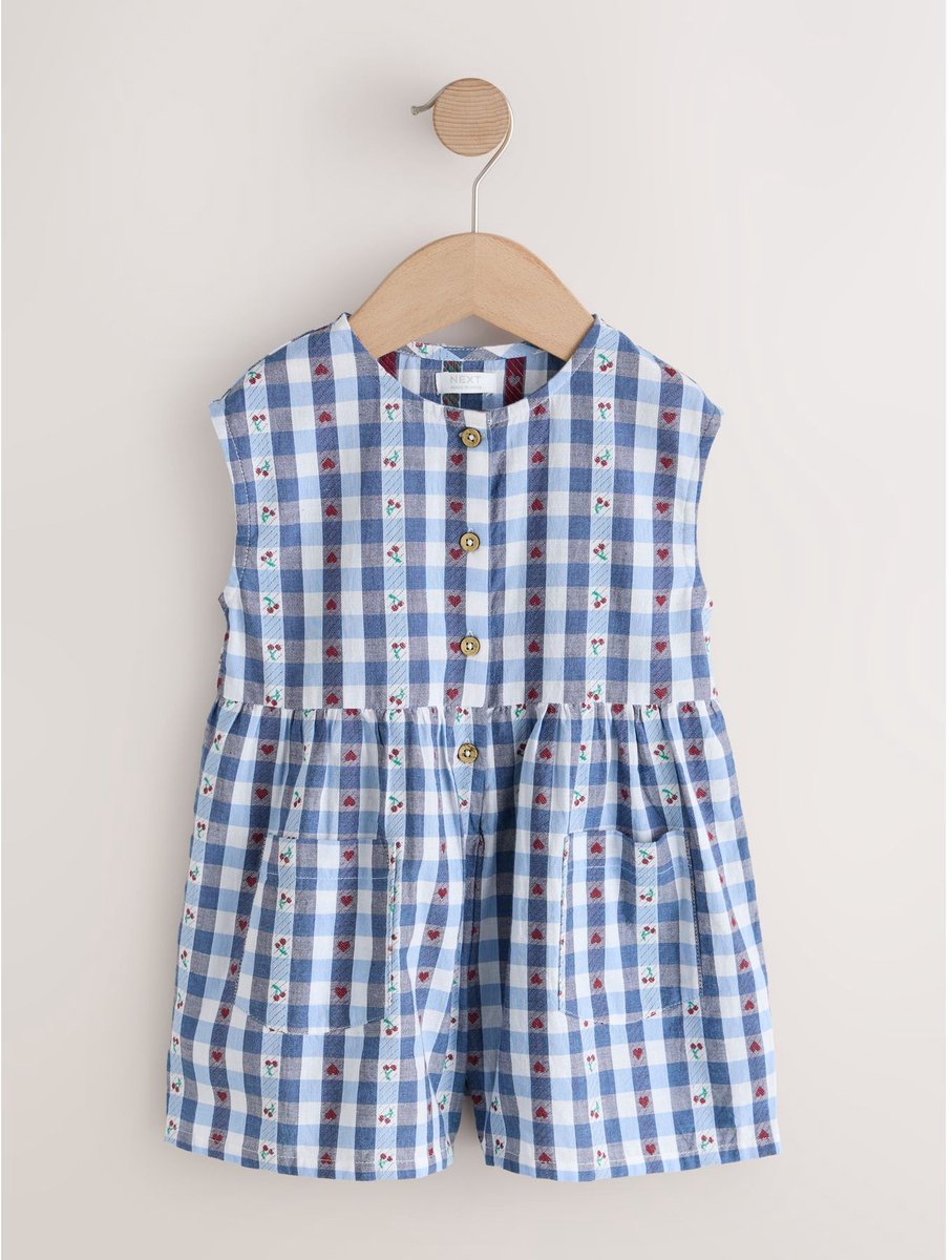 Next - Meisjes - Broderie playsuit - Blauw