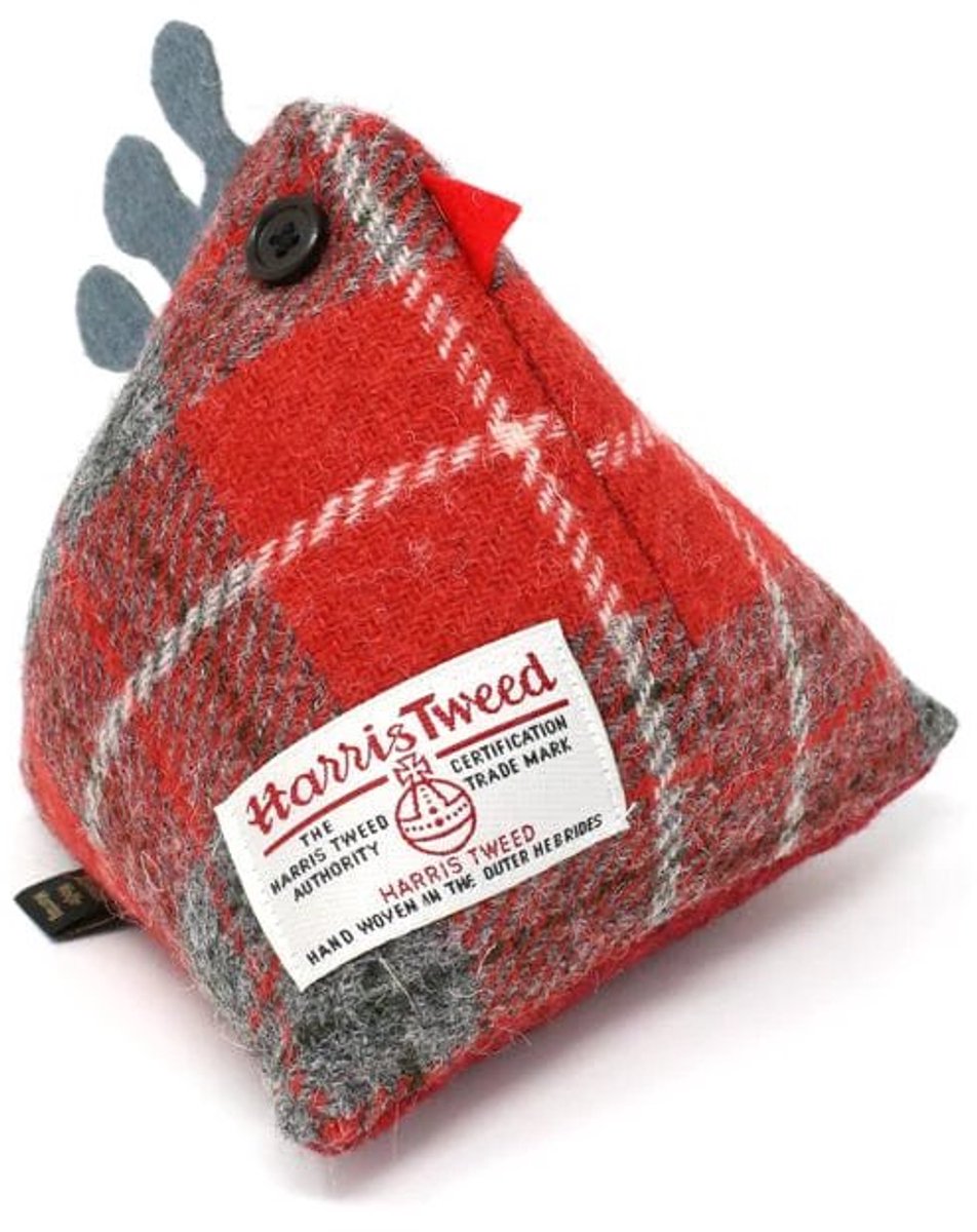 Deurstopper Kip Red/Grey - Harris Tweed - Handgemaakt - Caroline Wolfe Murray Scotland