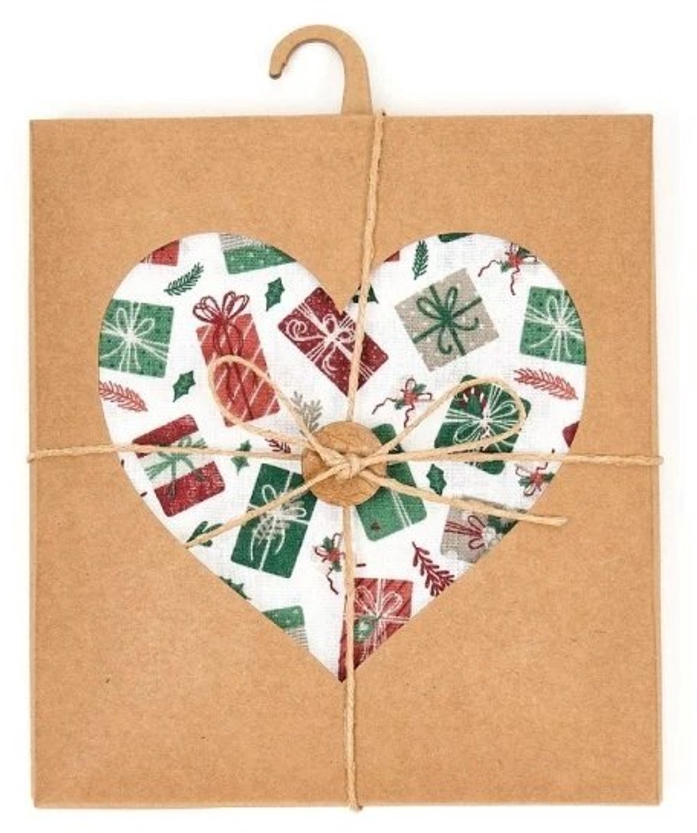 Theedoek kerst cadeau - verschillende designs - 40 x 70 cm Wit met cadeautjes