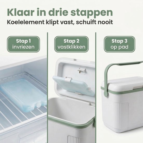 Cheqo® Koelbox - Koelbox 10l - Kleine Koelbox - Mini Koelbox - Koelbox Wit - Koelbox Groen - Draagbare Koelbox - Koelbox voor Picknick - Koelbox voor Camping - Koelbox voor Kamperen - Koelbox voor Strand van Merkloos — afbeelding 5