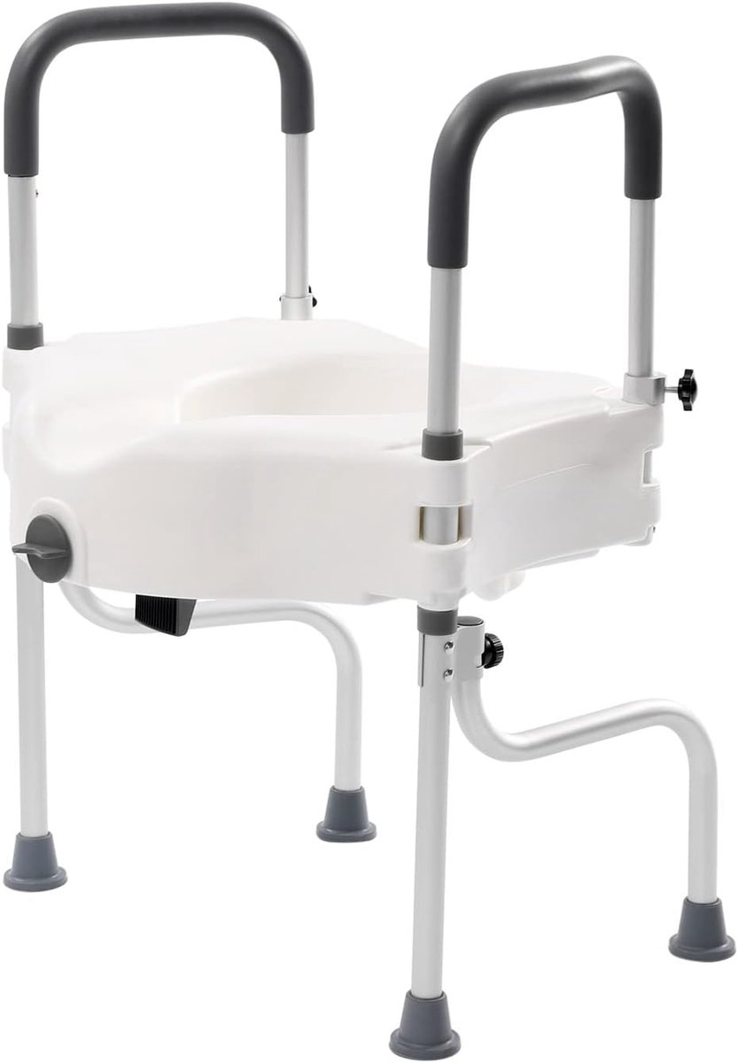 Toiletverhoger - WC-zit hulp - Zelfstandig zitten - Verstelbare armleuningen - 44-54cm hefhoogte - Wit