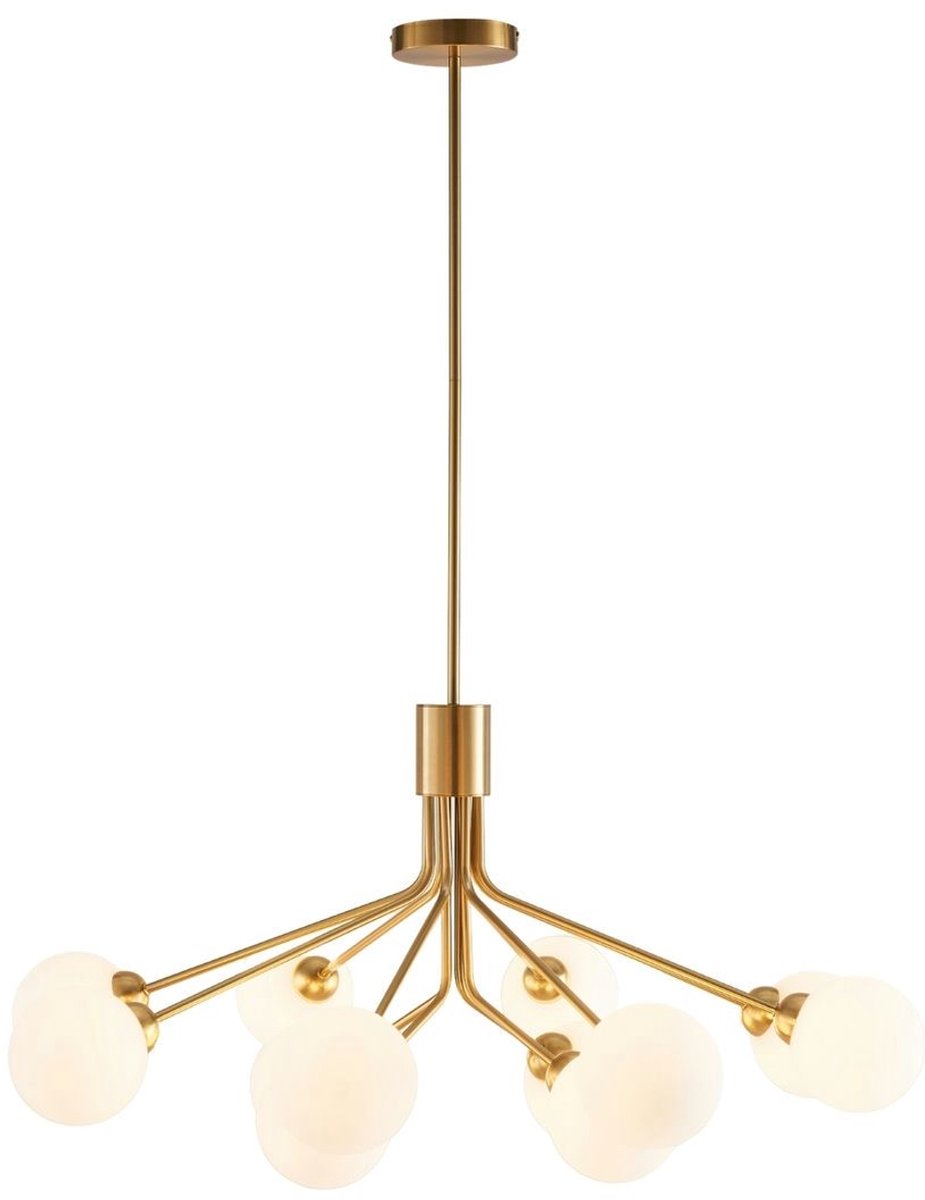 Kosilum - Audrey - Hanglamp - Messing en wit - Metaal en glas