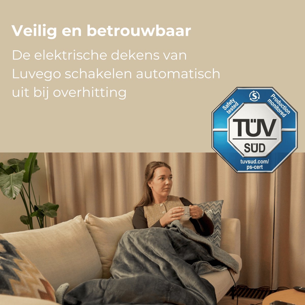 Luvego Elektrische Deken 1 Persoons Bovendeken & Warmtedeken - 160x120CM - TÜV GS - Omslagdeken & Knuffeldeken - 3 Warmtestanden - 120W - Verwarmingsdeken Fleece Plaid - Grijs – foto 5