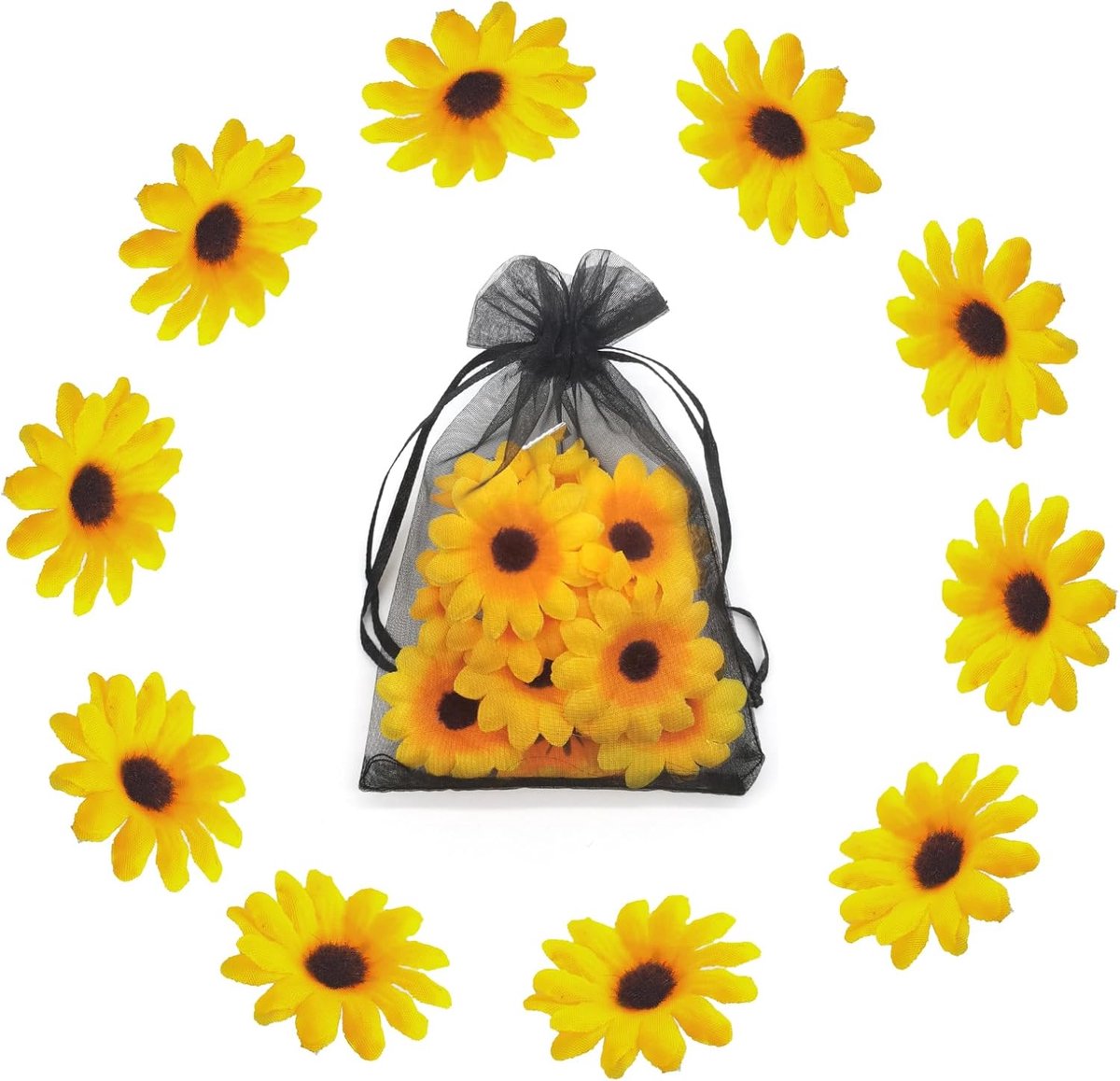 Bloem Haarclips - Madeliefje Speldjes - Feestelijk Haar - Set van 10 - 3x3cm - Geel Oranje