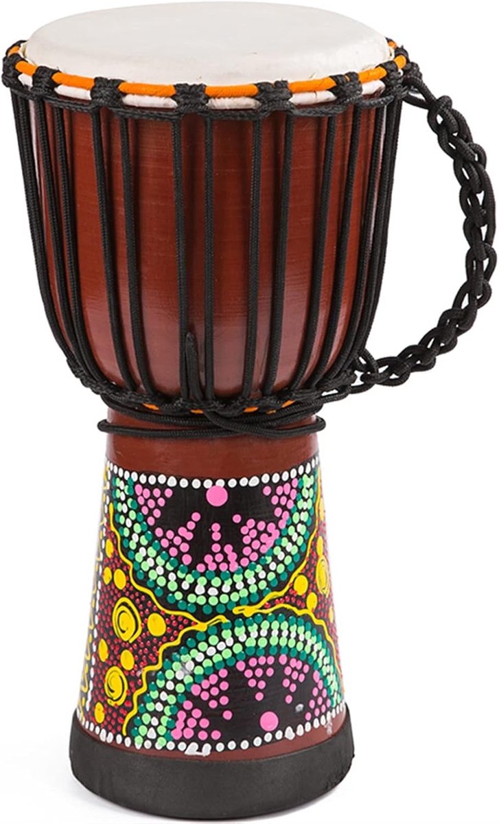Afrikaanse Trommel - Hand Trommel - Muziek Maken - Echte Schapenvacht - 8 Inch - Donkerbruin