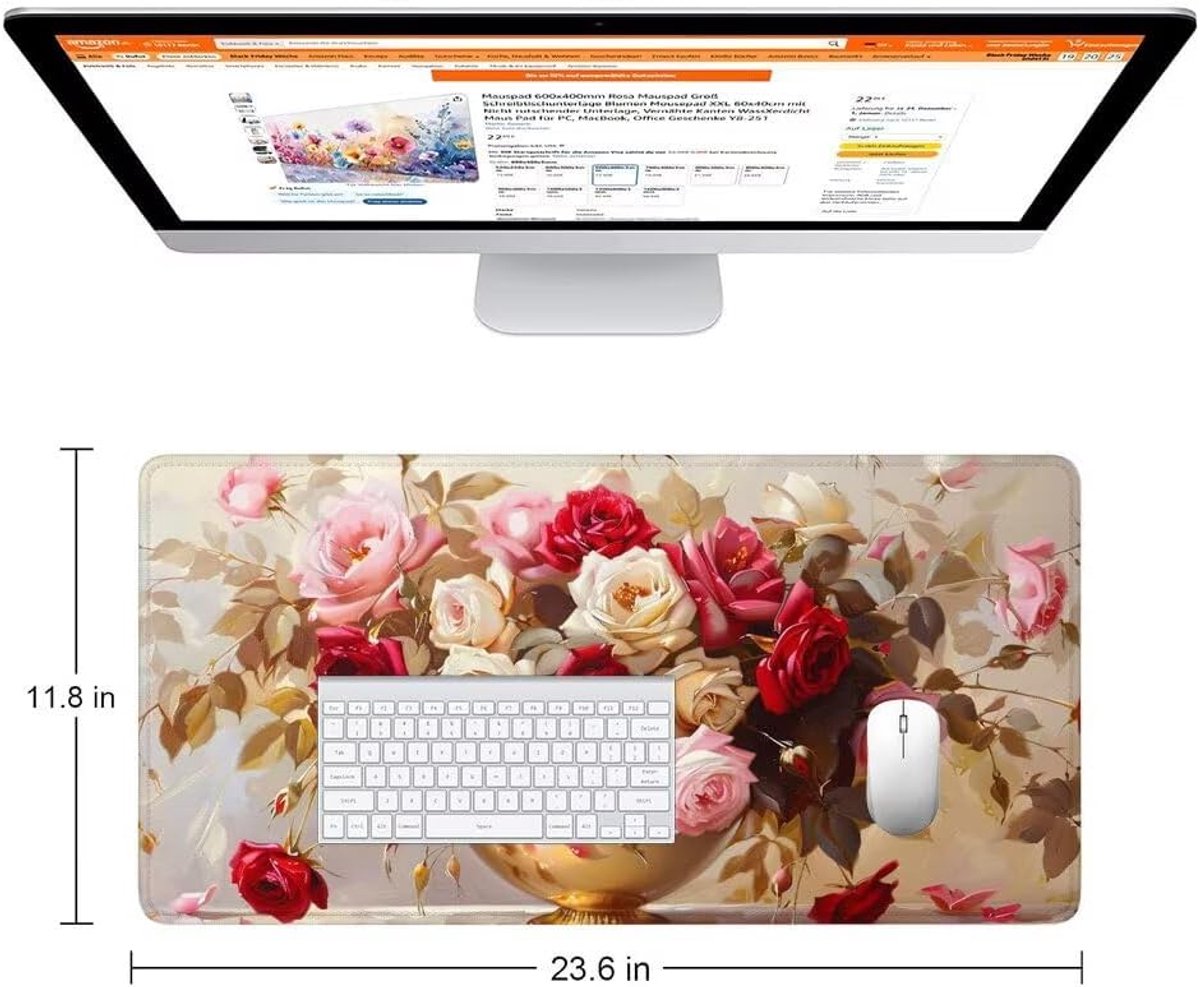 XXL Muismat - Bureauonderlegger - Werkplek Organisatie - Waterdicht Antislip - 160x80 cm - Meerkleurig Bloemen