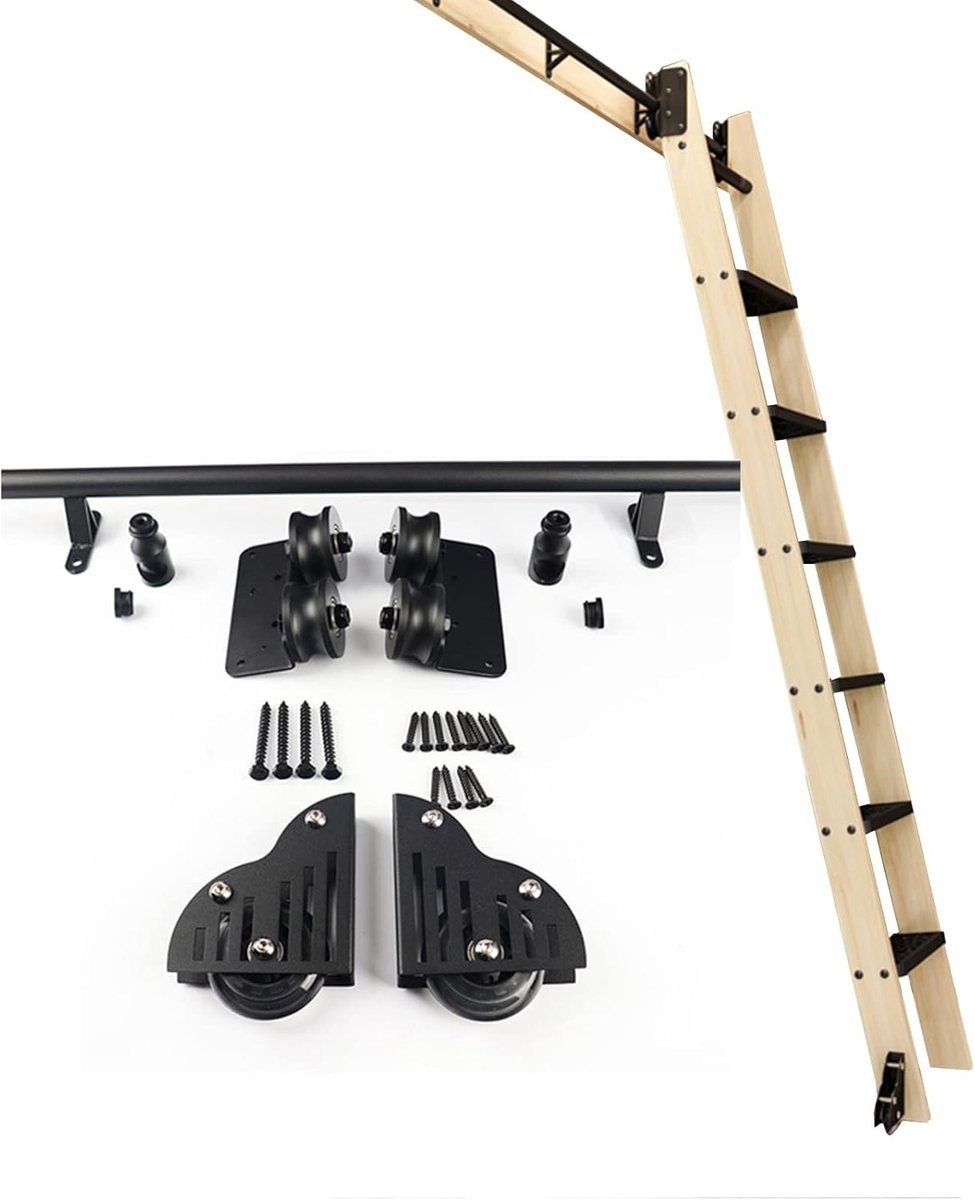 Ladder Montageset - Schuifrailsysteem - Bibliotheekladder Gebruik - Soepele Railbeweging - 100 Cm Rails