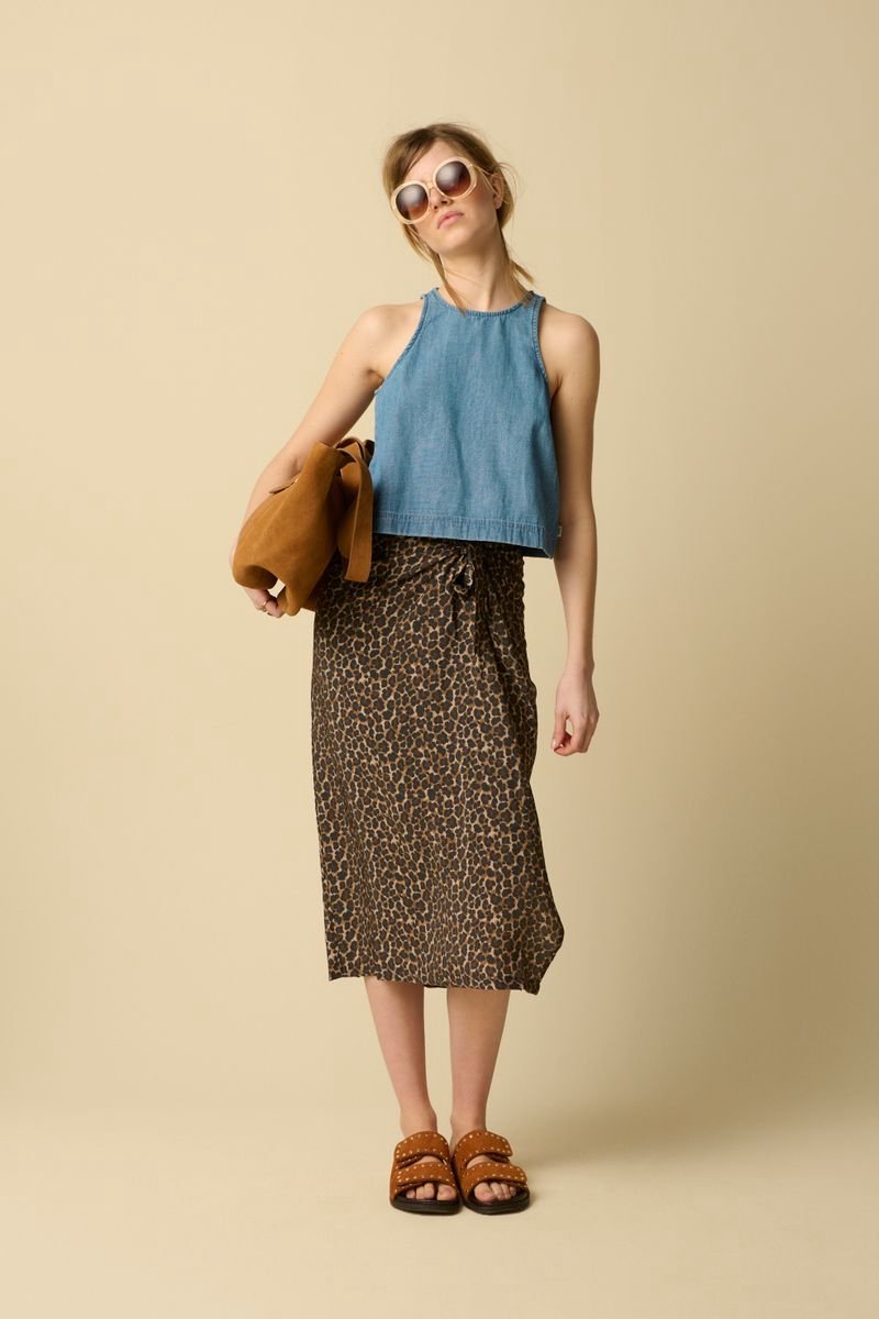 Sissy-Boy - Bruine maxi wrap rok met leopard print