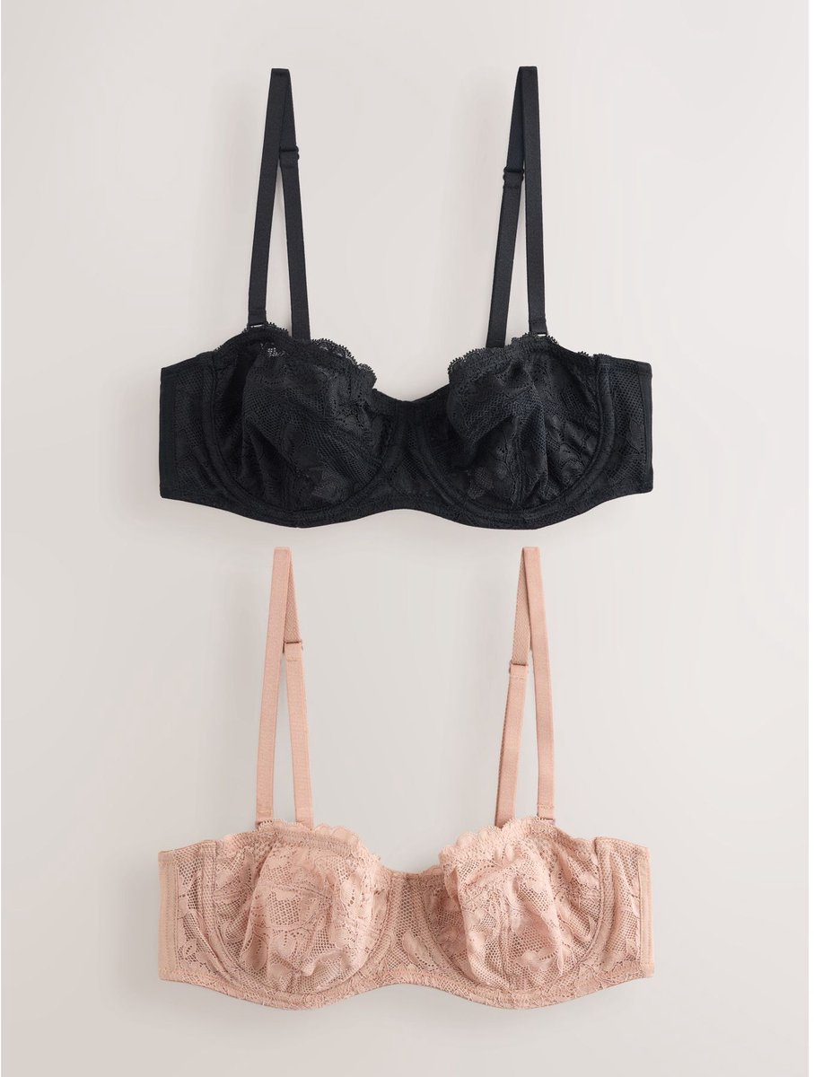 Next Dames - Set van 2 verstelbare strapless beha's met kant en zonder vulling - Zwart