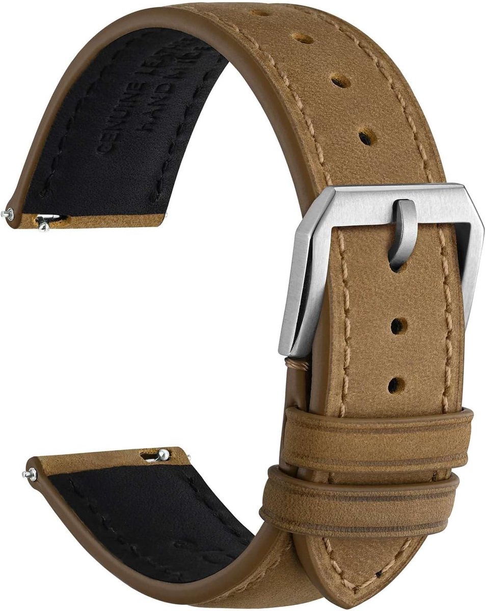 Leren Horlogeband - Vervangende Band - Dagelijks Gebruik - Snelle Bevestiging - 18 20 22 mm - Donkerbruin