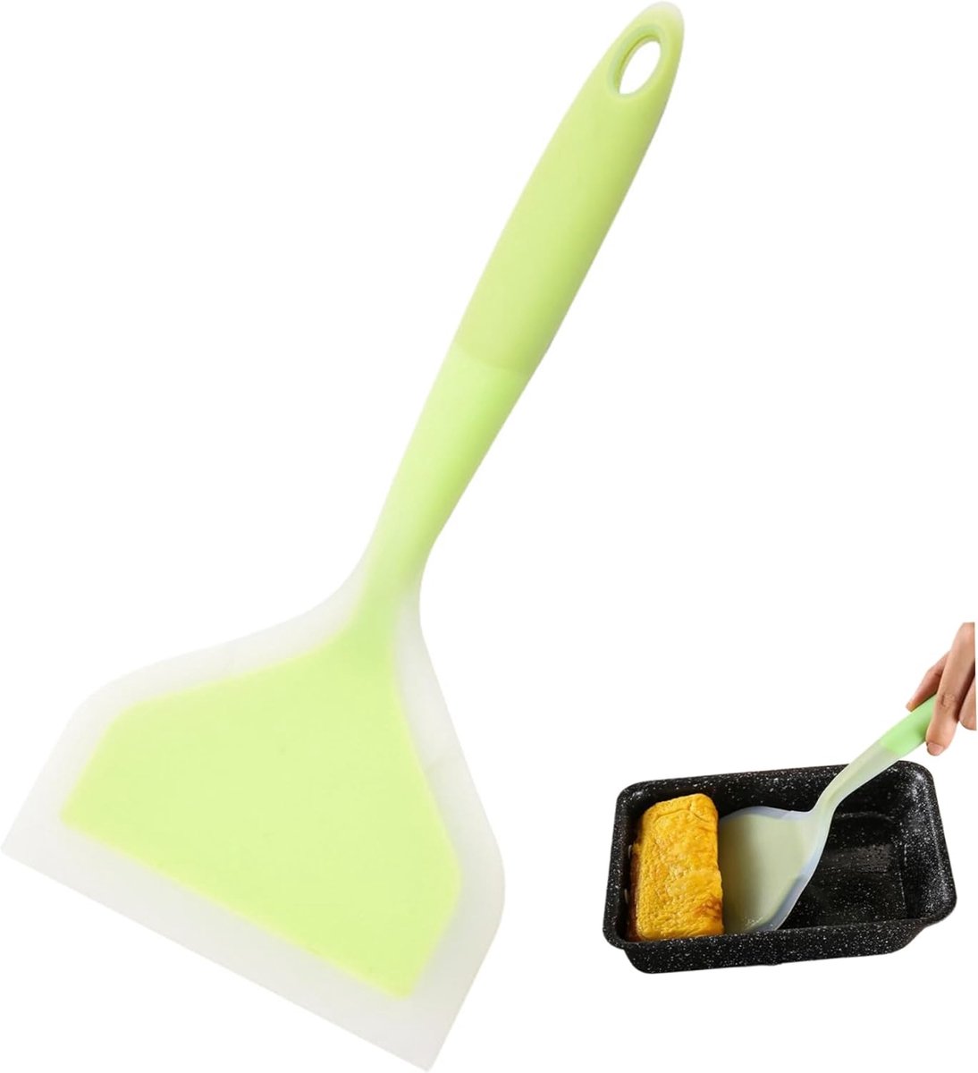 Siliconen spatel - Keuken spatel - Pannenkoeken bakken - Hittebestendig - 47 inch breed - Groen