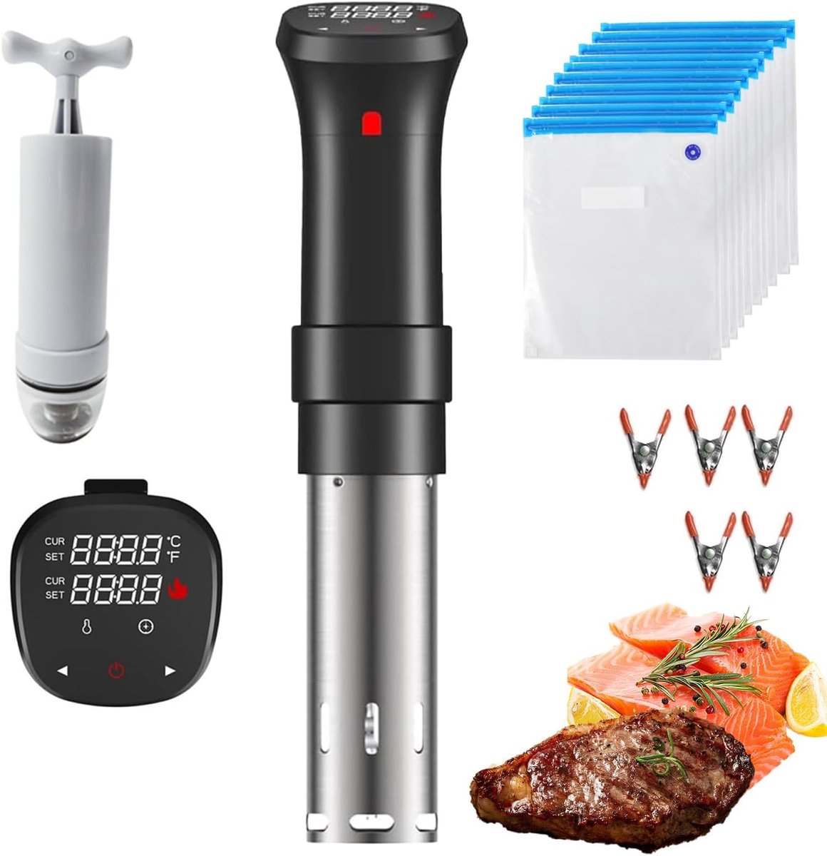 Sous Vide Machine - Waterbad Koken - Perfect Garen - Precisie Temperatuur - 1100 Watt - Zilver