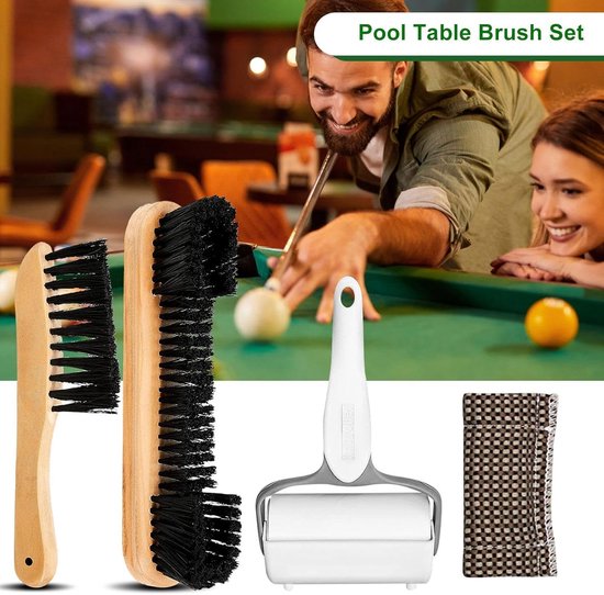 Biljartborstel Set - Pooltafel Reiniger - Tafel Onderhoud - Natuurlijk Houten Handvat - 25cm x 20cm — afbeelding 5