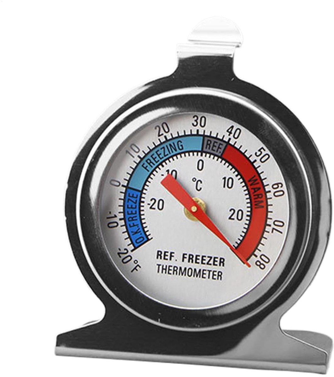 Koelkastthermometer - Diepvriesmeter - Temperatuur Bewaken - Zonering Kleurcode - 6x6x10 cm - Zilver
