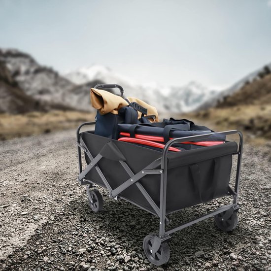 Opvouwbare Bolderkar - Transportwagen Vouwwagen - Outdoor Activiteiten - Verstelbare Handgreep - 80kg Draagvermogen - Zwart van Opvouwbare Bolderkar — afbeelding 3